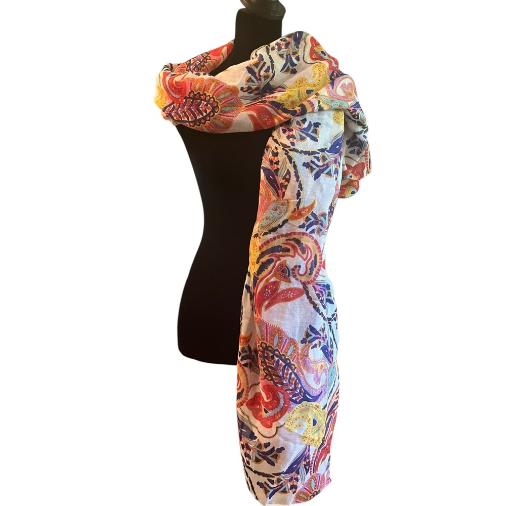 Colorful Floral and Paisley Scarf
